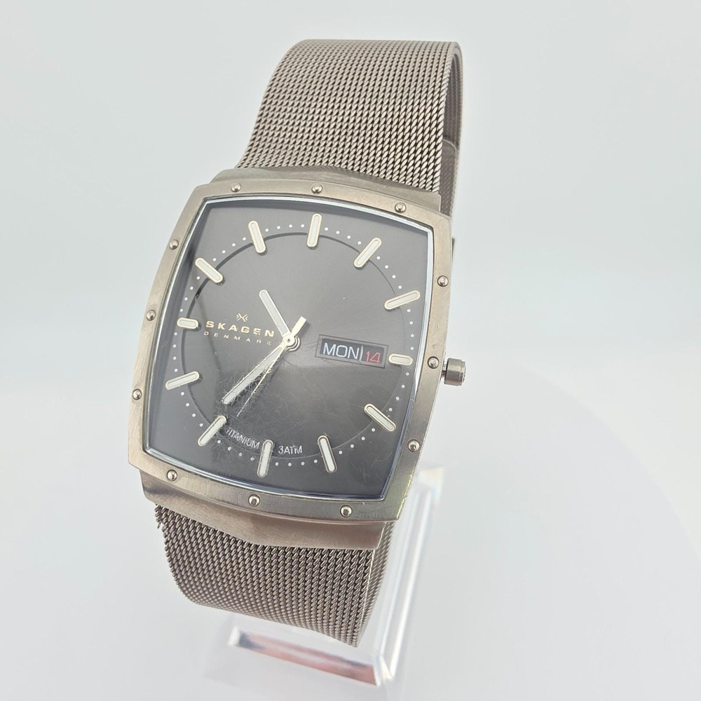 Vintage SKAGEN DENMARK Watch Mens Slimline 396LTTM Mesh Band Titanium Case 8.5"